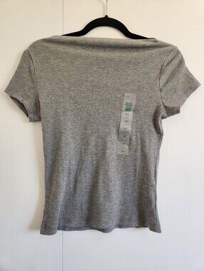 dip Gray Ribbed Short Sleeve T-Shirt Cotton Modal Stretch Size XS NWT